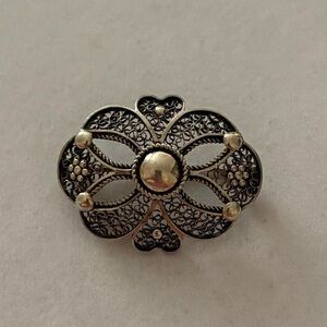 Vintage 800 Silver Filigree Pin Brooch